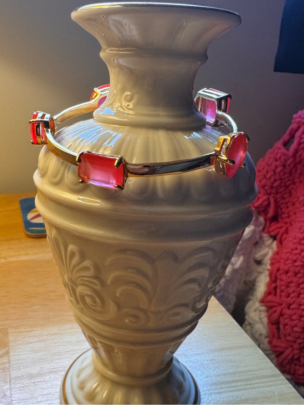 Kate Spade Gold-Tone Bangle Bracelet with Coral Stones